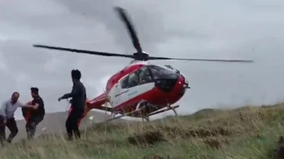 Ambulans Helikopter dağda mahsur kalan şahıs için havalandı