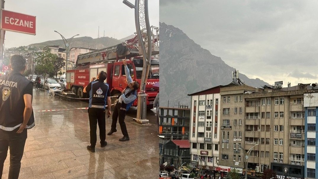 Hakkari’de fırtına çatılara zarar verdi