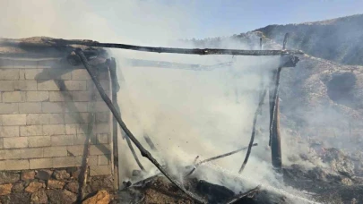 Yangın Bin bağ otu ve 150 torba samanı küle çevirdi