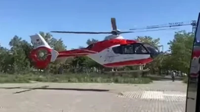 Ambulans helikopter hamile kadın için havalandı