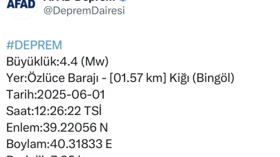 4,4 şidettinde ki deprem korkuttu