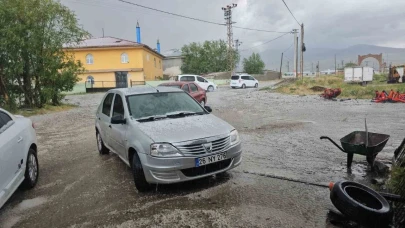 Adilcevaz'ın Aydınlar beldesinde yağmur ve dolu yağışı etkili oldu