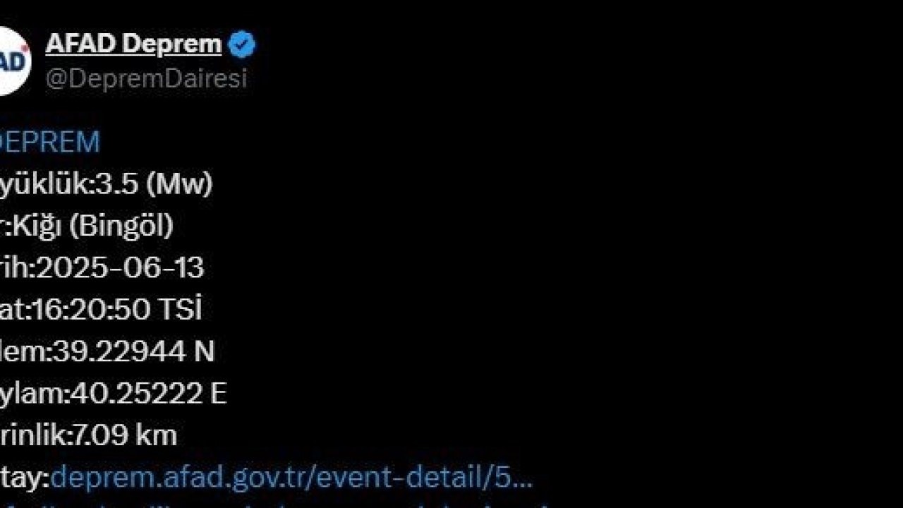 Bingöl’de büyüklüğünde deprem