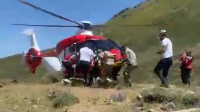 Yaylada yaralanan vatandaş helikopterle hastaneye kaldırıldı