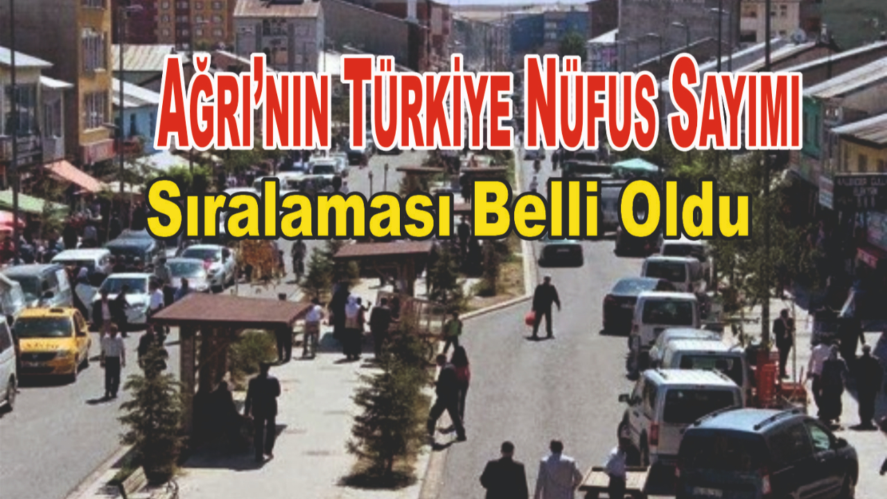 Ağrı, Türkiye Nüfus Sayımı Sıralaması Belli Oldu