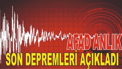 AFAD ANLIK SON DEPREMLERİ AÇIKLADI