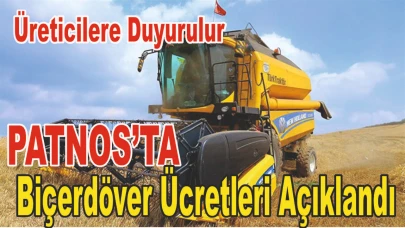 Patnos’ta Biçerdöver Ücretleri Açıklandı