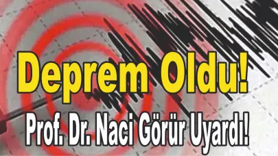 Son Dakika Deprem Oldu! Prof. Dr. Naci Görür Uyardı!