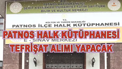 Patnos İlçe Halk Kütüphanesi Tefrişat Alımı Yapıyor