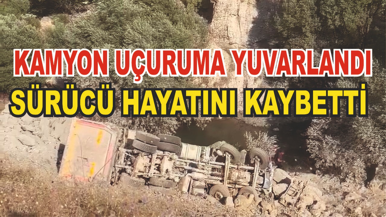 Kum yüklü kamyon uçuruma yuvarlandı: 1 ölü