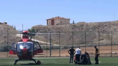 Ambulans helikopter beyin kanaması geçiren hasta için havalandı
