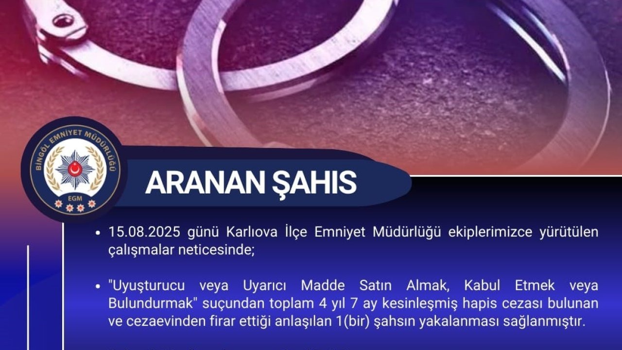 Polis  aranan firariyi yakaladı