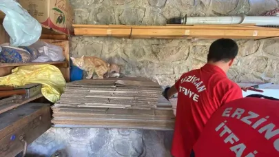 İtfaiye ekipleri boruya sıkışan yavru kediyi kurtardı