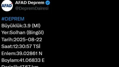 3.9 büyüklüğünde deprem