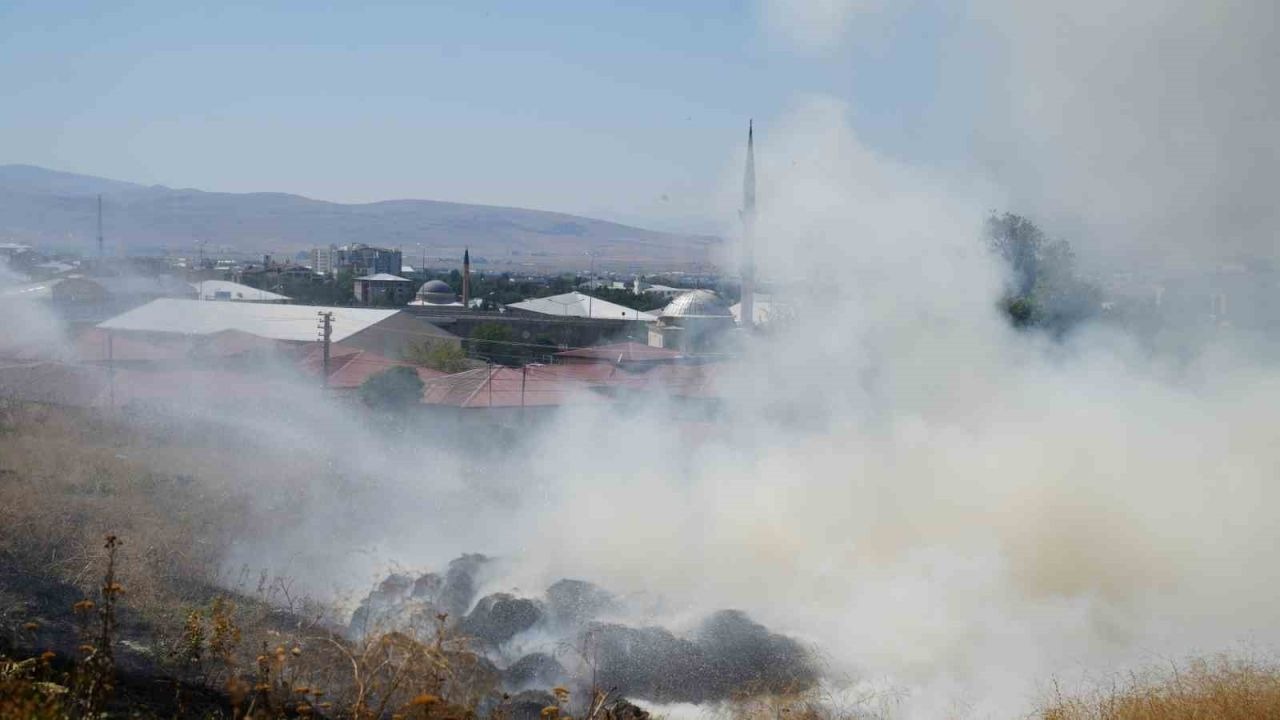 Erzurum'da ot yangını büyümeden söndürüldü