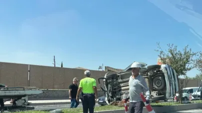 Malatya’da kontrolden çıkan hafif ticari araç devrildi: 1 yaralı