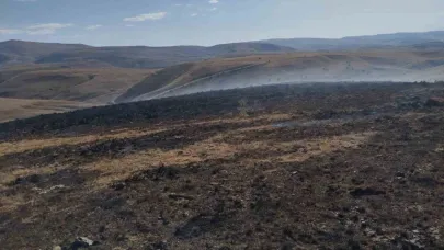 Erzurum’da otlak alanda çıka yangın korkuttu