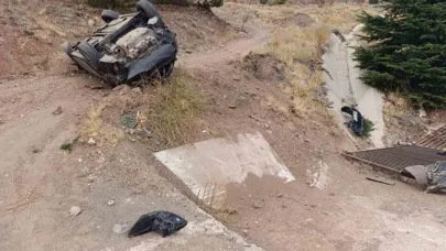 Hekimhan’da otomobil drenaj kanalına düştü: 1 yaralı