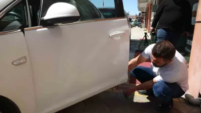 Malatya'da kaporta ustası torpil ve balonla göçük düzeltiyor