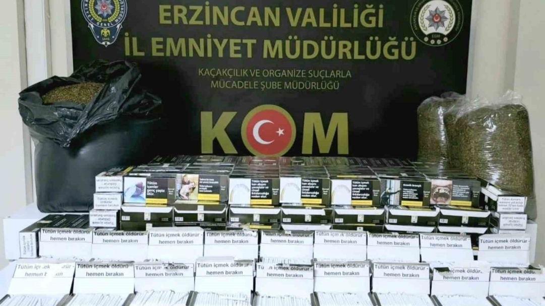 Polis Erzincan’da 50 bin dal makaron, 25 kilo tütün ele geçirildi