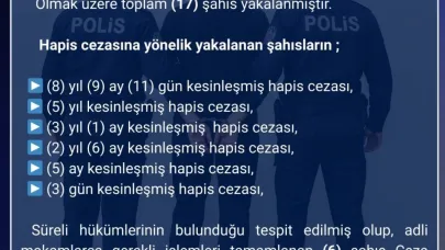Bingöl’de aranan 17 şahıs yakalandı