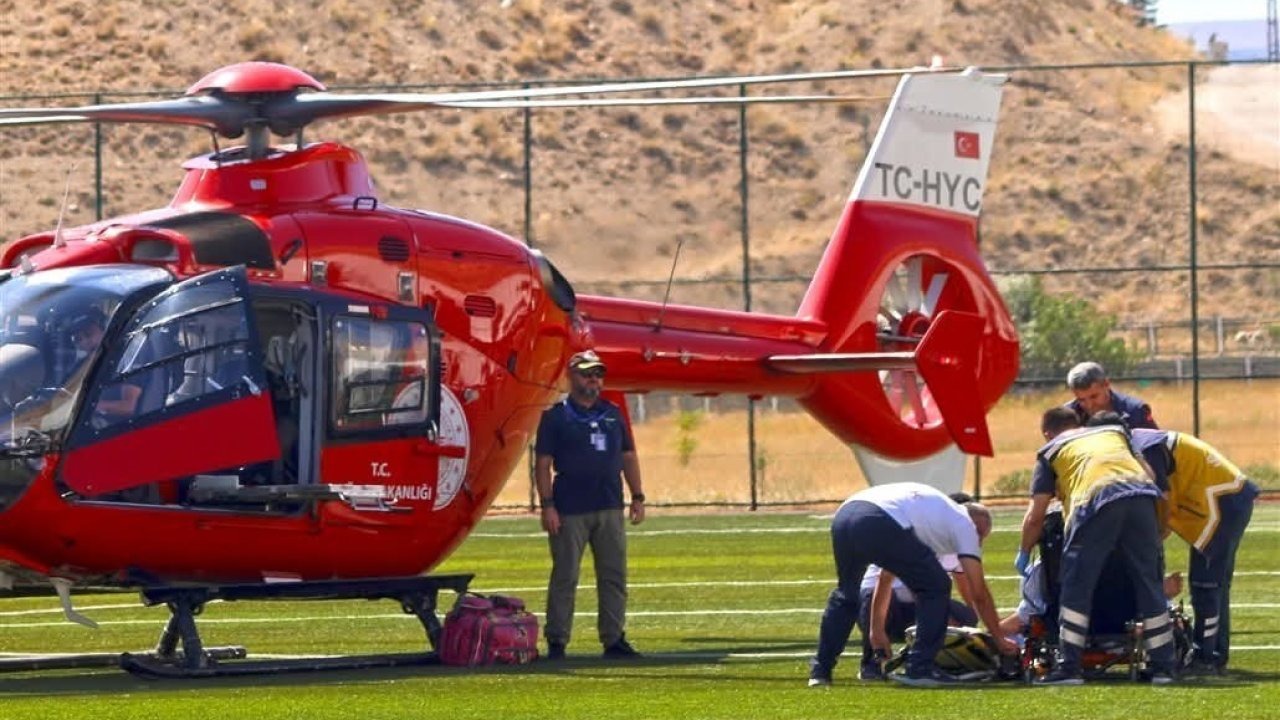 100 kilometre uzaklıktaki hastaya hava ambulansı ulaştı