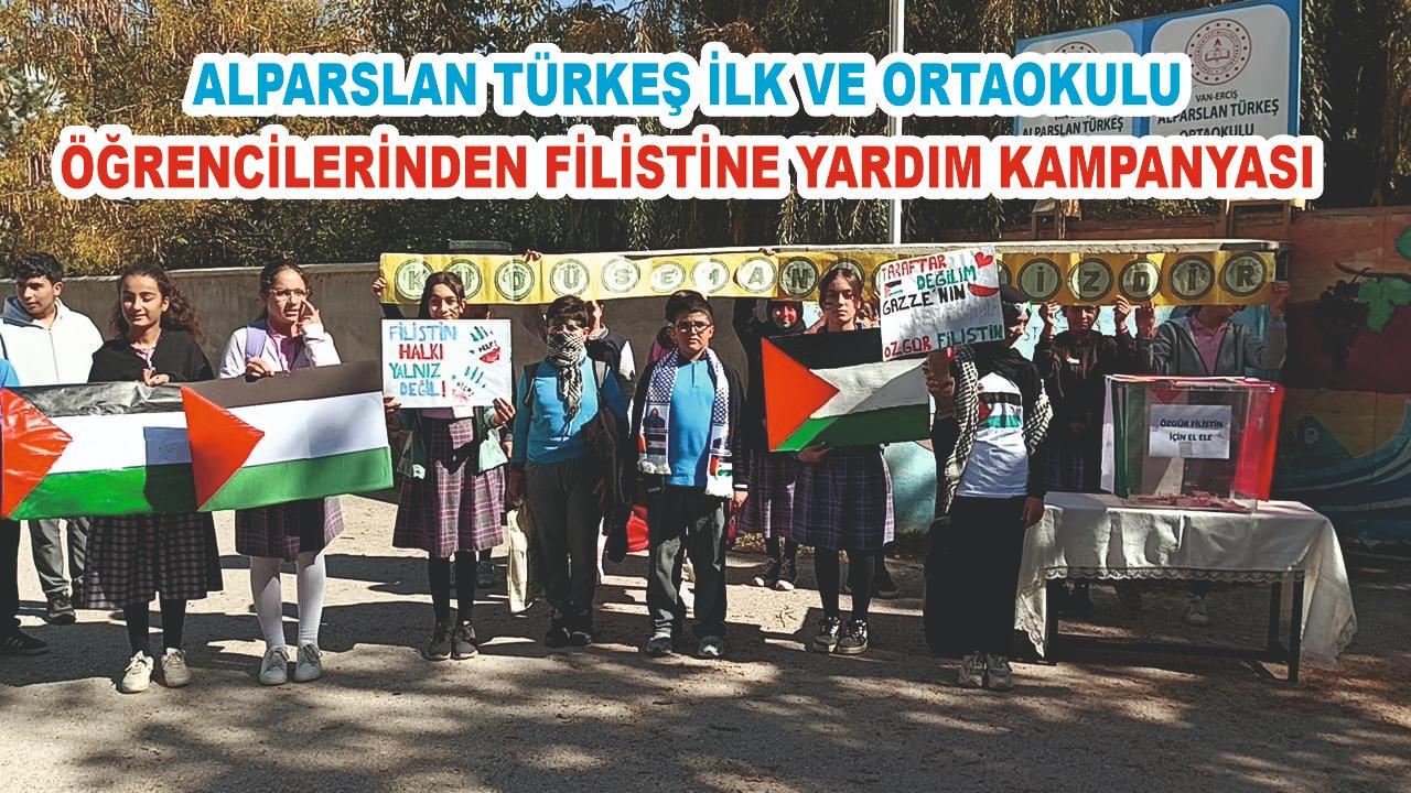 Erciş Alparslan Türkeş İlk ve Ortaokulu Öğrencileri Özgür Filistin İçin Dayanışma Etkinliği Düzenledi