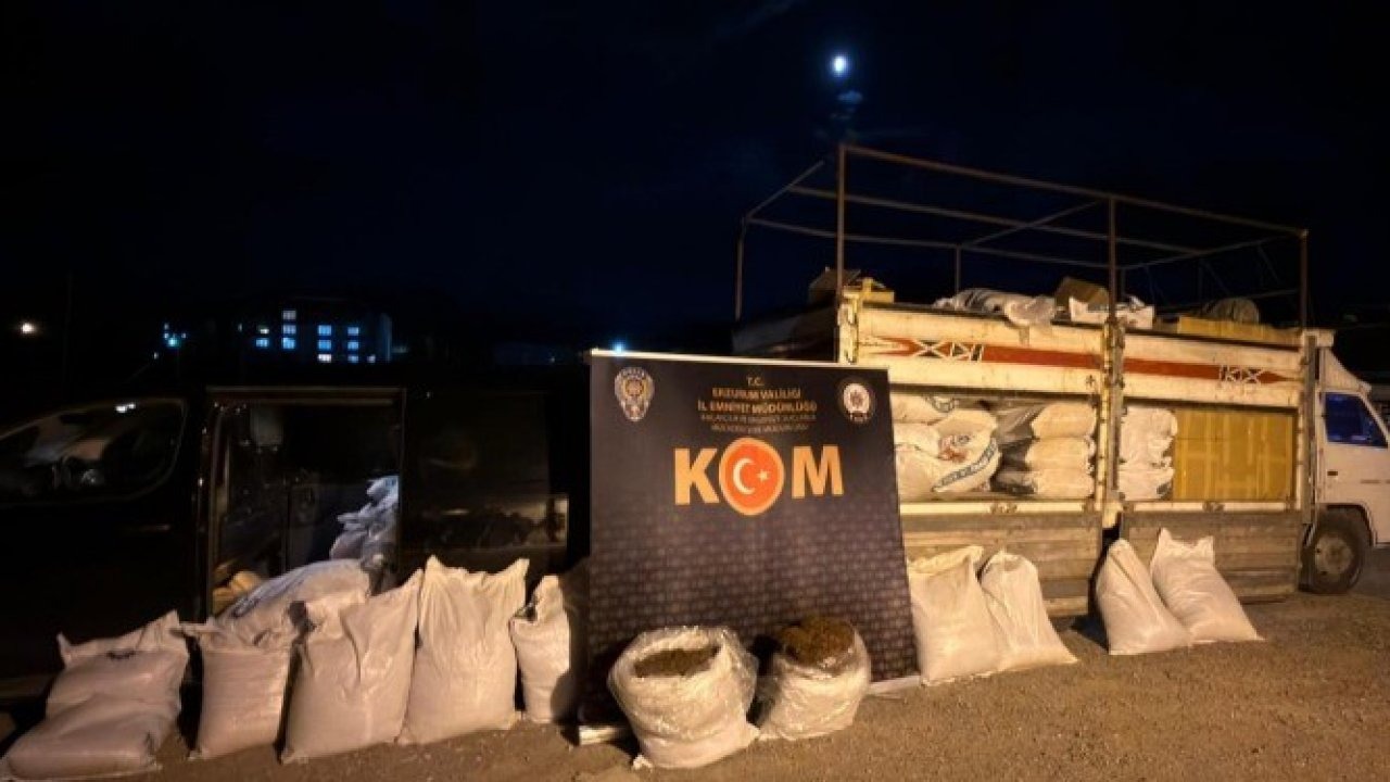 Erzurum’da 3 ton 880 kilogram açık kıyılmış tütün ele geçirildi