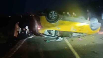 Malazgirt’te öğretmenleri taşıyan taksi takla attı: 7 yaralı