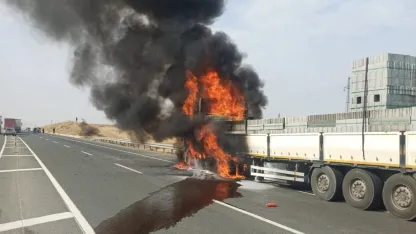 Malatya-Elazığ Karayolu’nda tır yangını