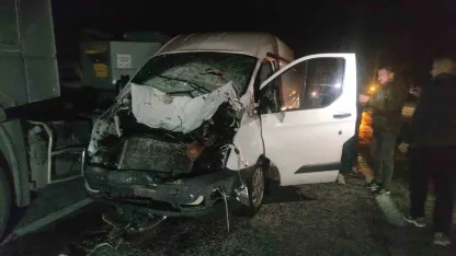 Minibüs ve otomobil ineğe çarptı: Kazada 2 kişi yaralandı, inek telef oldu