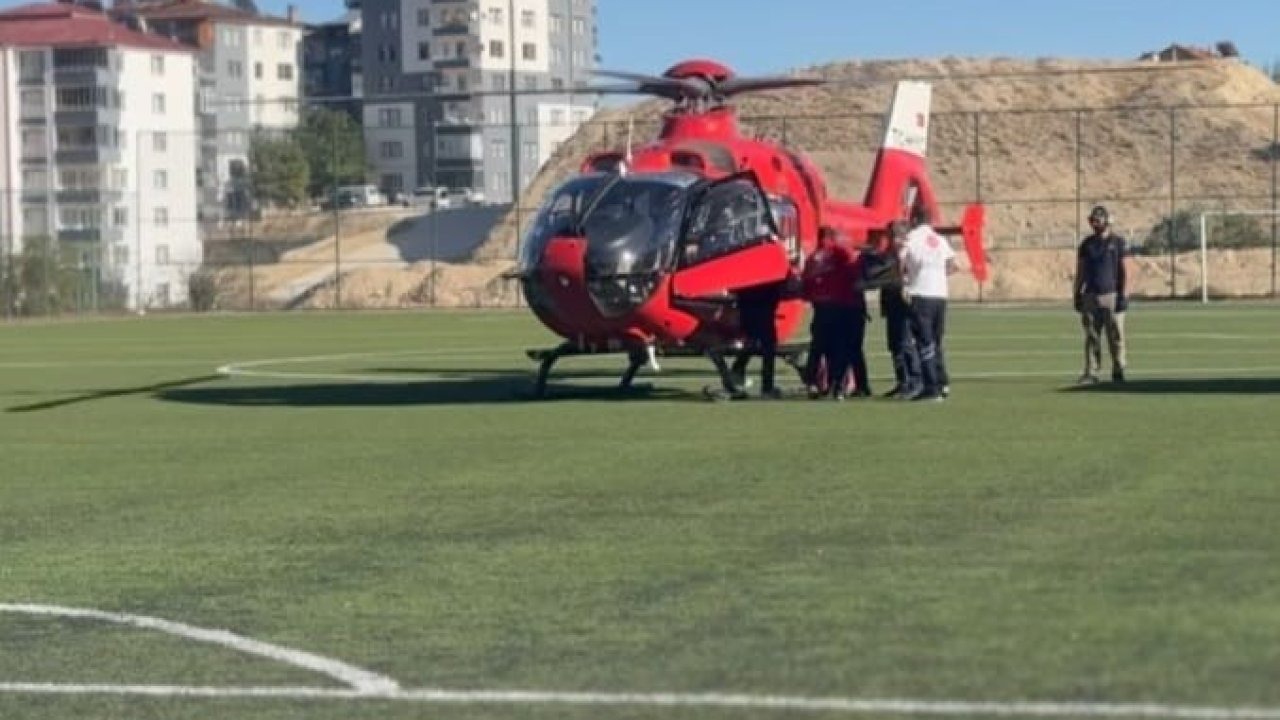 Beyin kanaması geçiren vatandaşın imdadına ambulans helikopter yetişti