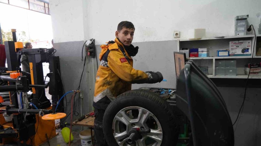 Muş’ta köpeklerin saldırdığı tavuk oto lastikçiye sığındı