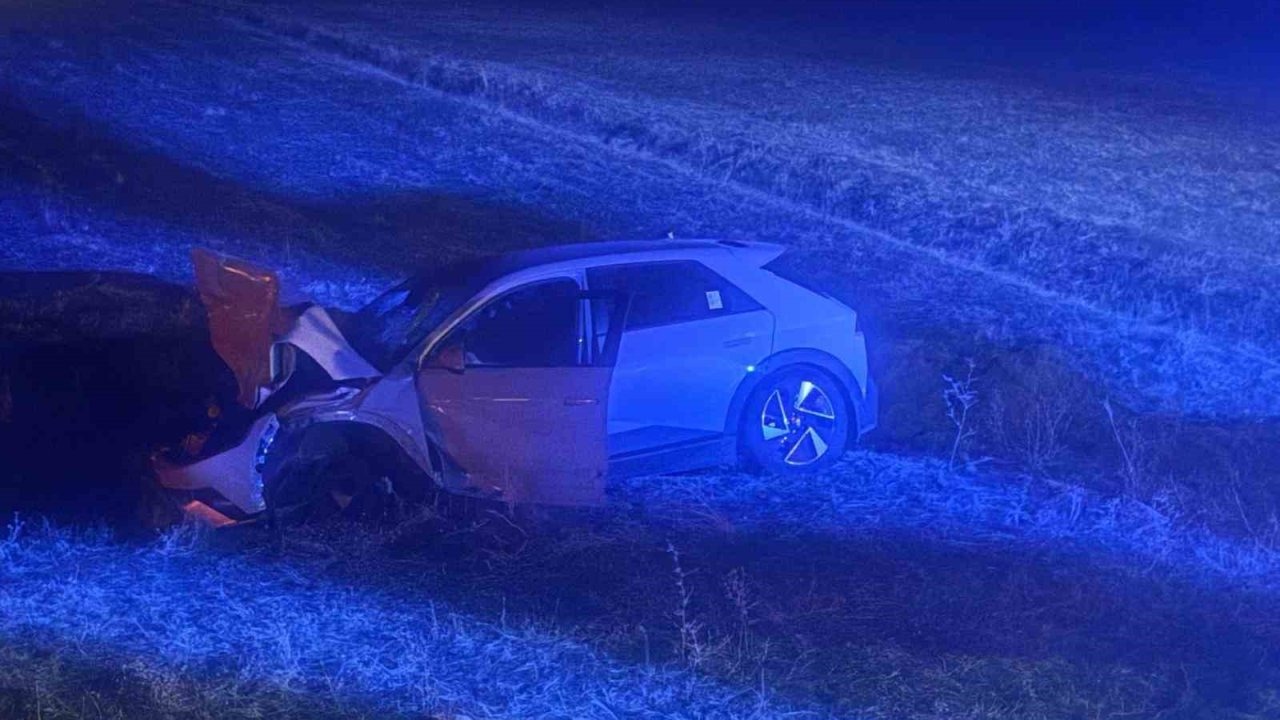 Otomobil yola çıkan ineğe çarptı