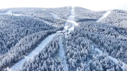 Beyaza bürünen Sarıkamış havadan görüntülendi