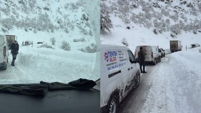 Şemdinli yolunda mahsur kalan araçlar kurtarıldı