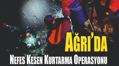 Ağrı’da 4 metrelik derede mahsur kalan kişi kurtarıldı