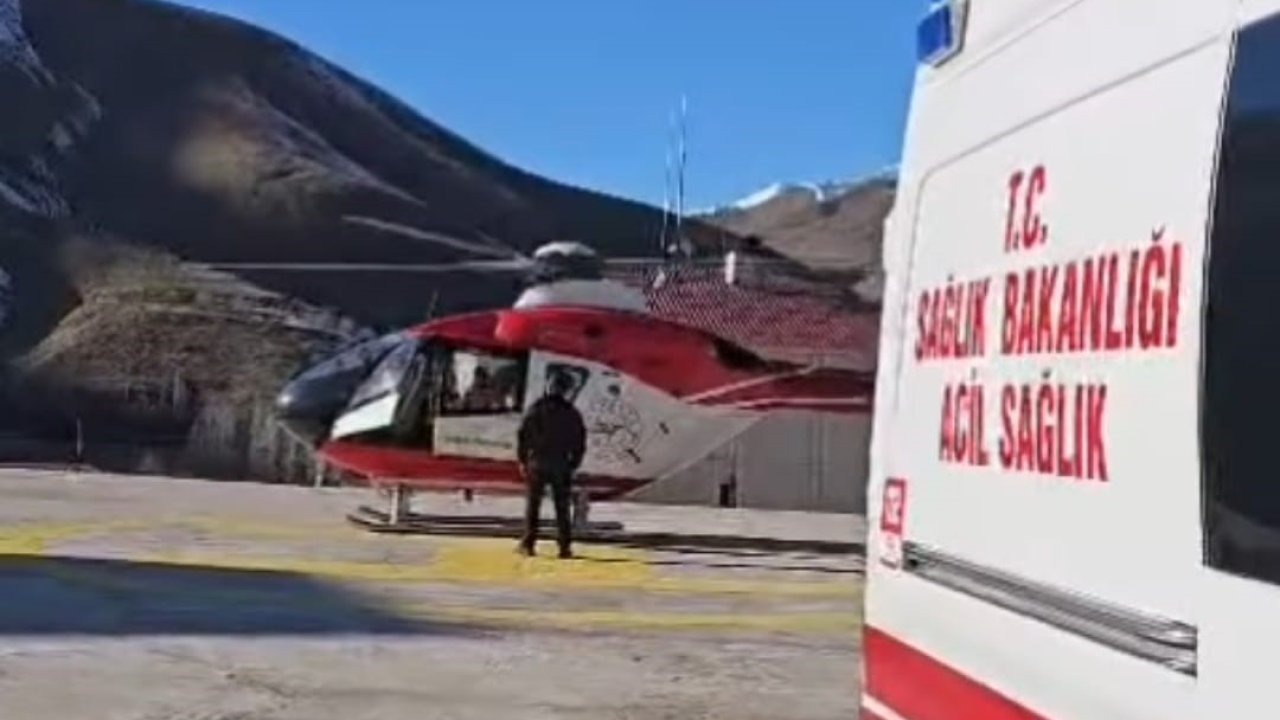 Helikopter ambulans hamile kadın için havalandı