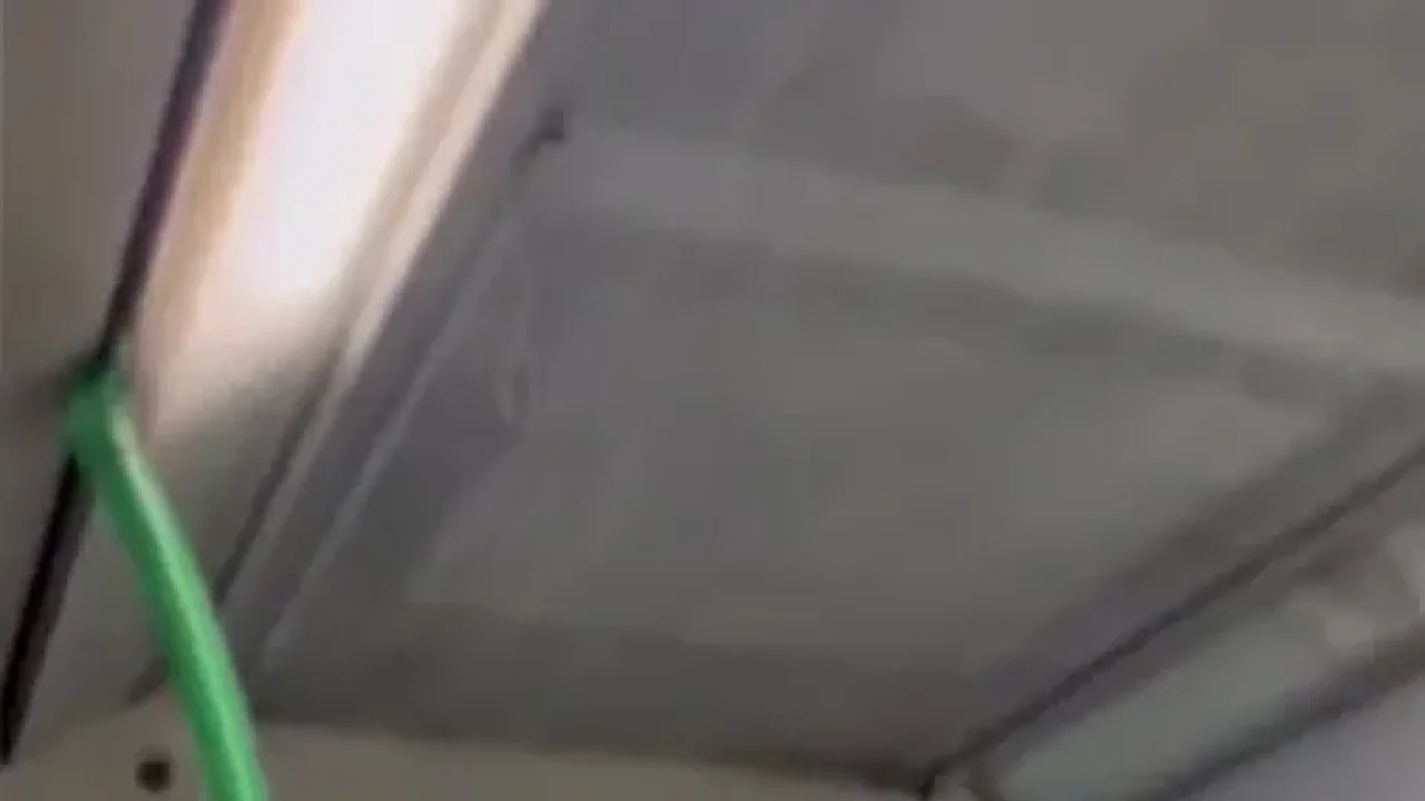 Otobüste yağmur yağdı, yolculuk yaparken şemsiye açtı