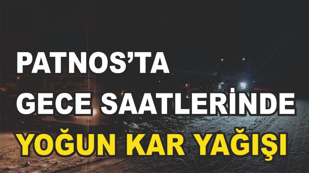 Patnos’ta gece saatlerinde yoğun kar yağışı