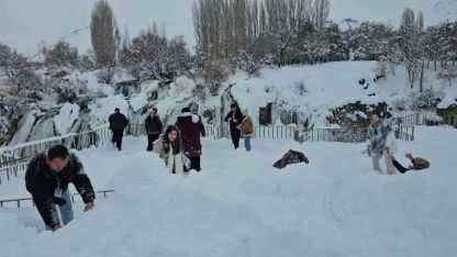 Muradiye Şelalesi’nde kış manzaraları