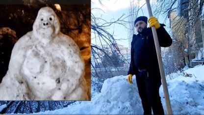 Hakkarili genç kardan goril yaptı