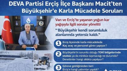 DEVA Partisi ’nden Erciş'te Karla Mücadele Tepkisi