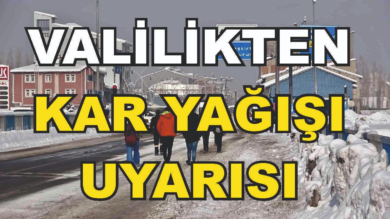 Ağrı Valiliğinden Meteorolojik Uyarı