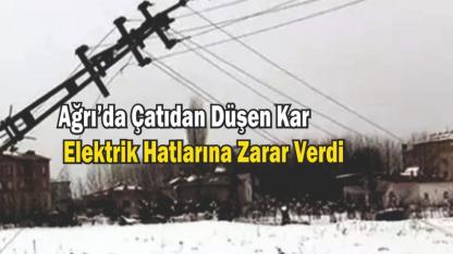Ağrı’da Çatıdan Düşen Kar Elektrik Hatlarına Zarar Verdi