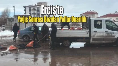 Erciş’te Yağış Sonrası Oluşan Yol Çukurları Asfaltla Kapatıldı