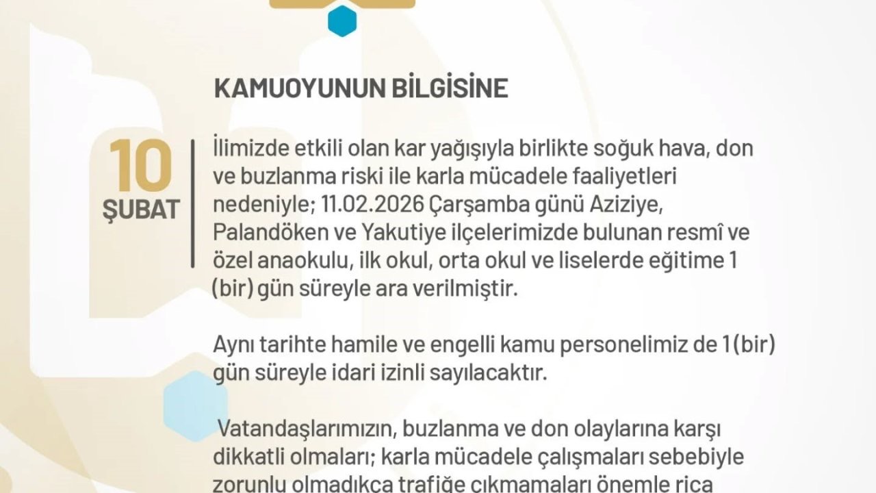O ilde eğitime bir gün ara verildi