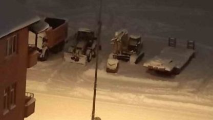 Ardahan'da kar ve soğuğa rağmen elektrik direğinde ayakta duran Leylek dikkat çekti