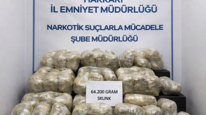 Hakkari’de 64 kilogram uyuşturucu ele geçirildi
