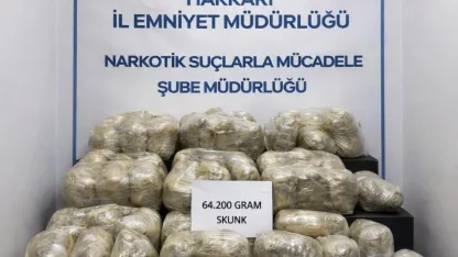 Hakkari’de 64 kilogram uyuşturucu ele geçirildi